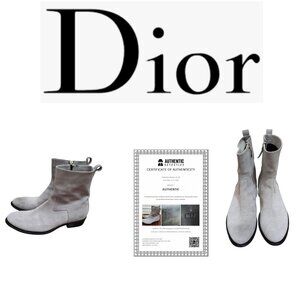 Dior Homme Suede Ankle Men's Gray Suede Mid-Calf Boots Size US 12 / EU 46